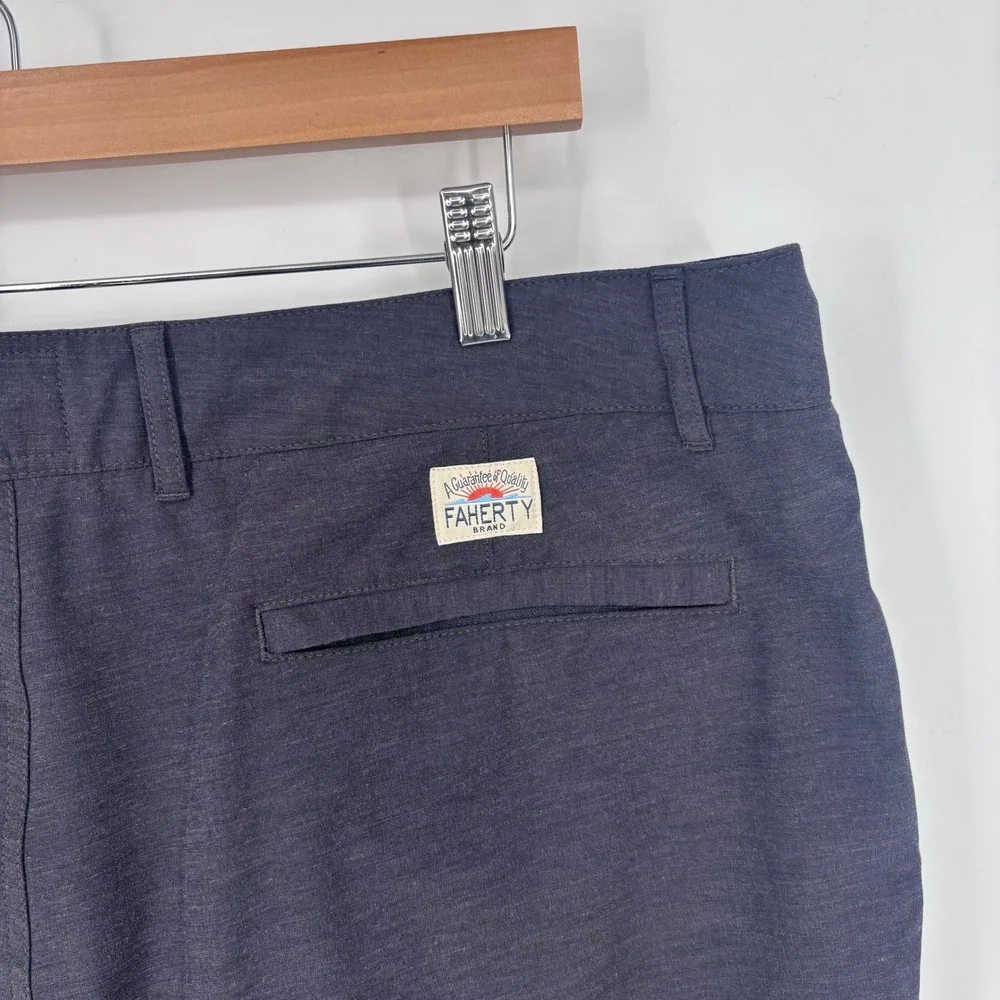 Faherty All Day Shorts Mens 38 Charcoal Grey Hybrid Stretch Drawstring Preppy